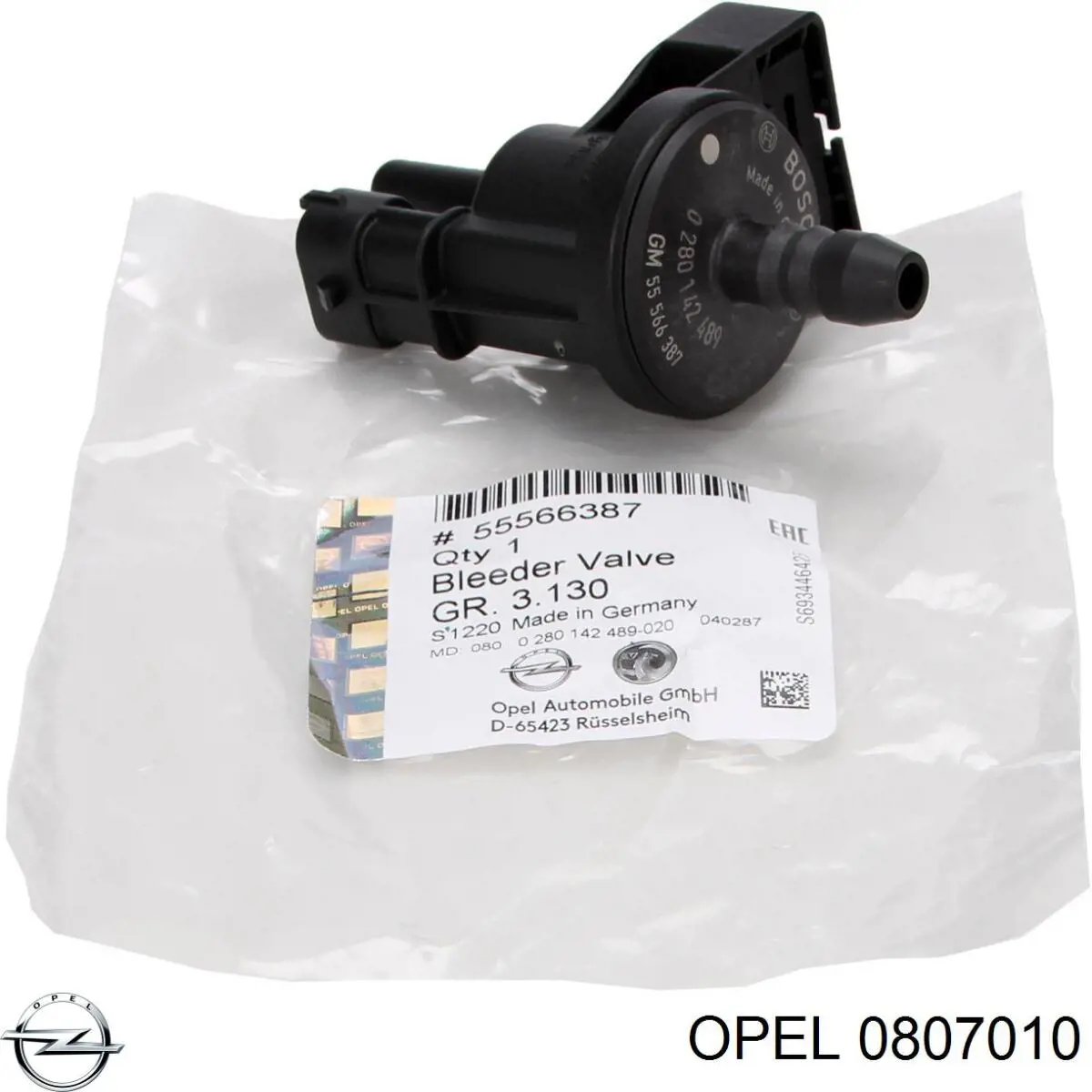 0807010 Opel Válvula de ventilação dos gases do tanque de combustível