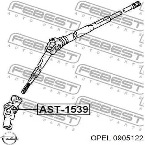 0905122 Opel Veio da coluna de direção inferior