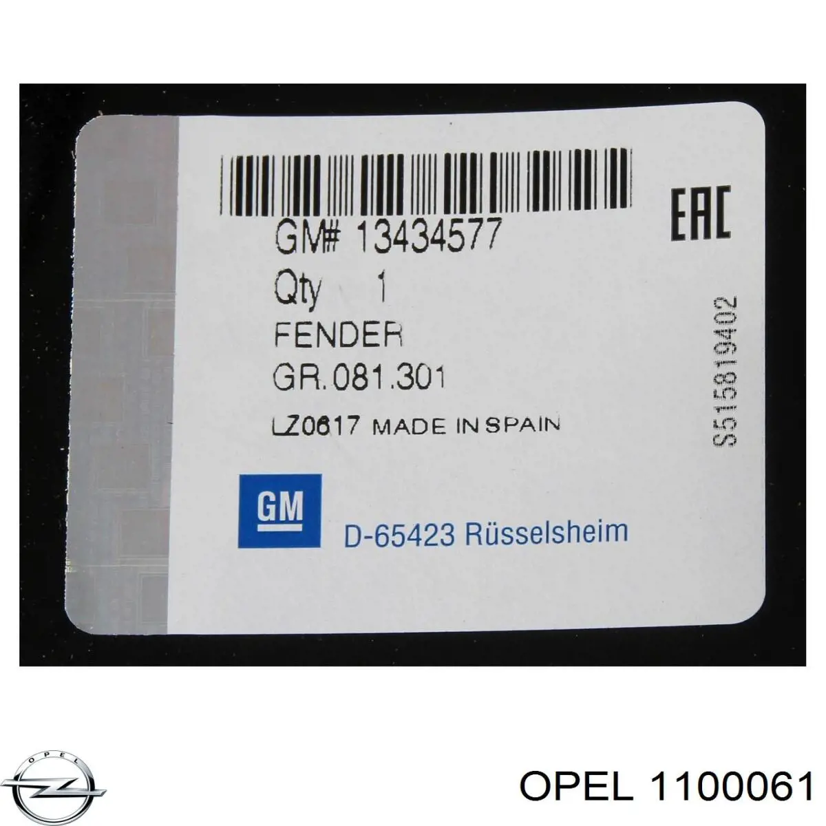 1100061 Opel Pára-lama dianteiro direito