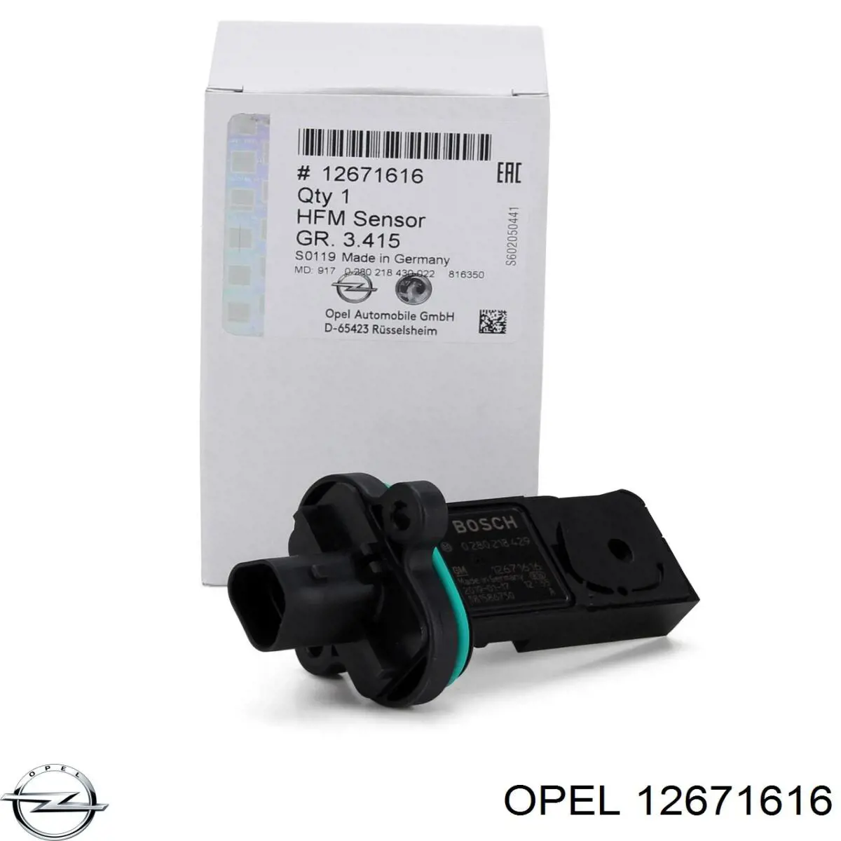 12671616 Opel Sensor de fluxo (consumo) de ar, medidor de consumo M.A.F. - (Mass Airflow)