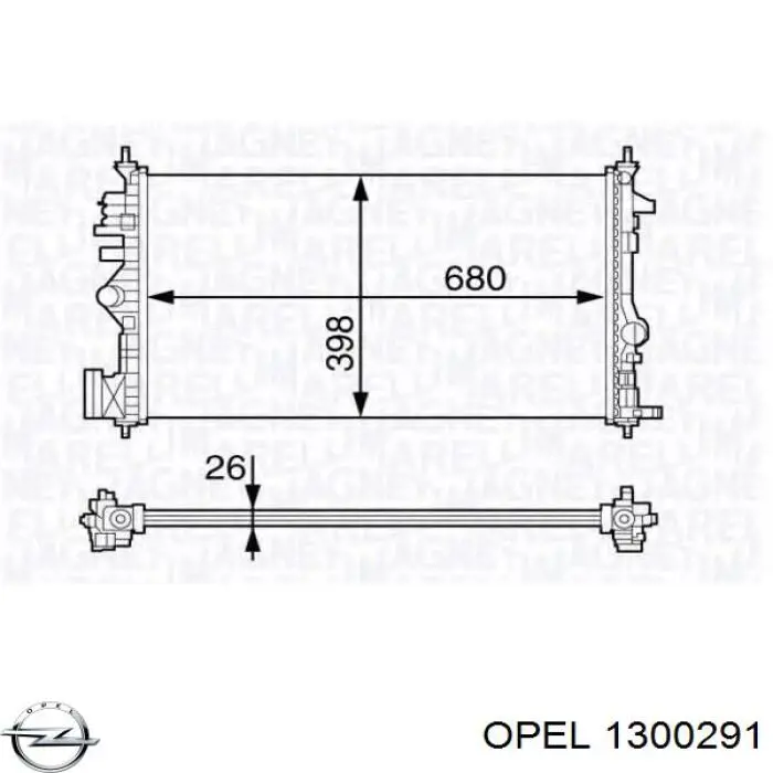 1300291 Opel Radiador de esfriamento de motor