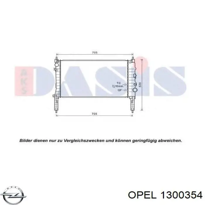 1300354 Opel Radiador de esfriamento de motor