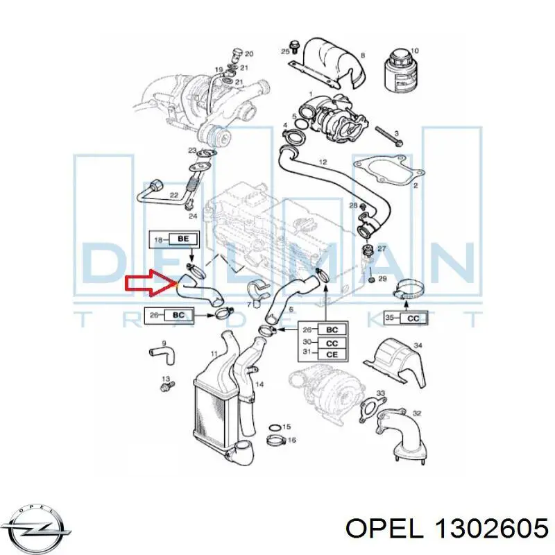 Mangueira (cano derivado) de intercooler 24451329 General Motors