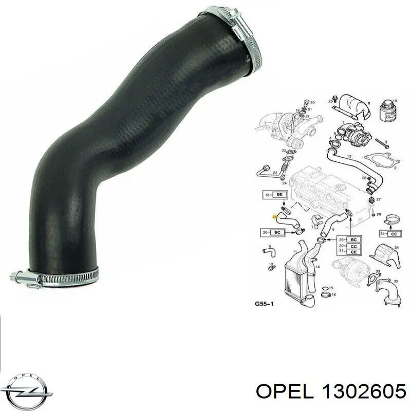 Mangueira (cano derivado) de intercooler Opel 1302605 preço, a partir de 20,34 USD