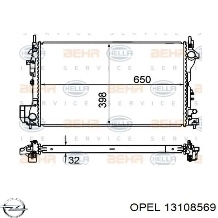Compre 13108569 Opel Radiador de esfriamento de motor