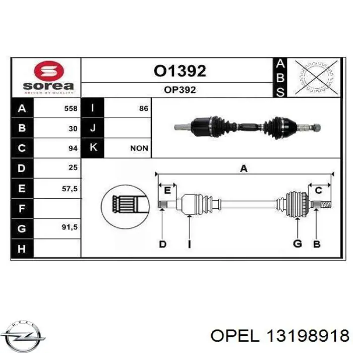 Semieixo (acionador) dianteiro esquerdo Opel 374602 preço, a partir de 1560,63 USD