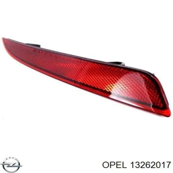 13262017 Opel Retrorrefletor (refletor) do pára-choque traseiro esquerdo