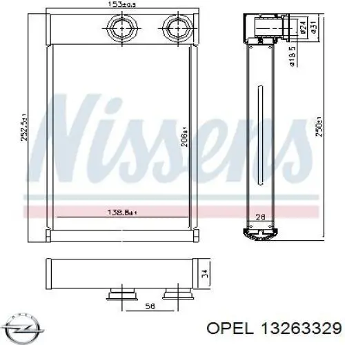 Compre 13263329 Opel Radiador de forno (de aquecedor)