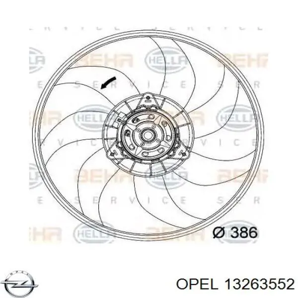 13263552 Opel Ventilador elétrico de esfriamento montado (motor + roda de aletas)