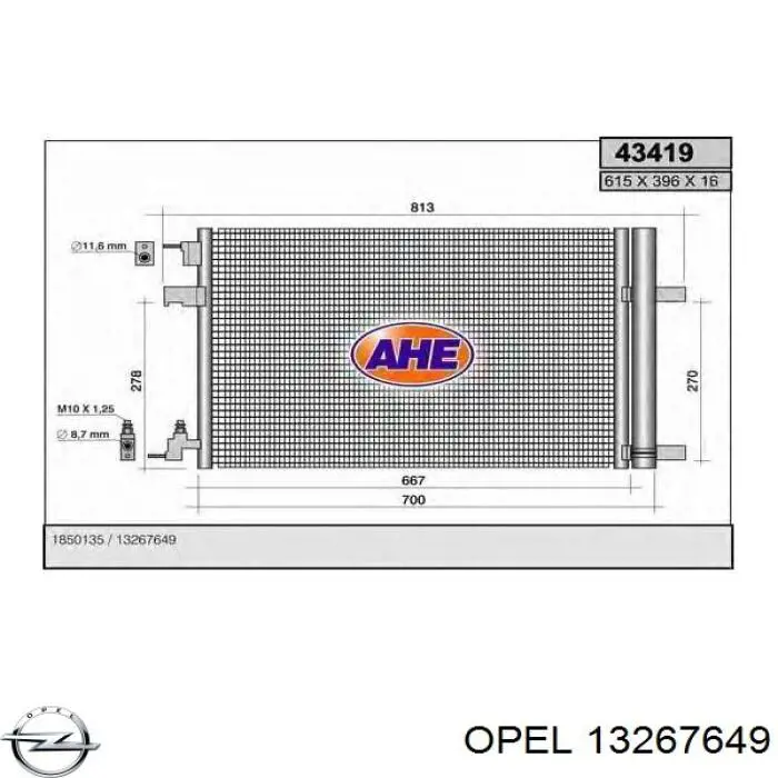 Compre 13267649 Opel Radiador de aparelho de ar condicionado
