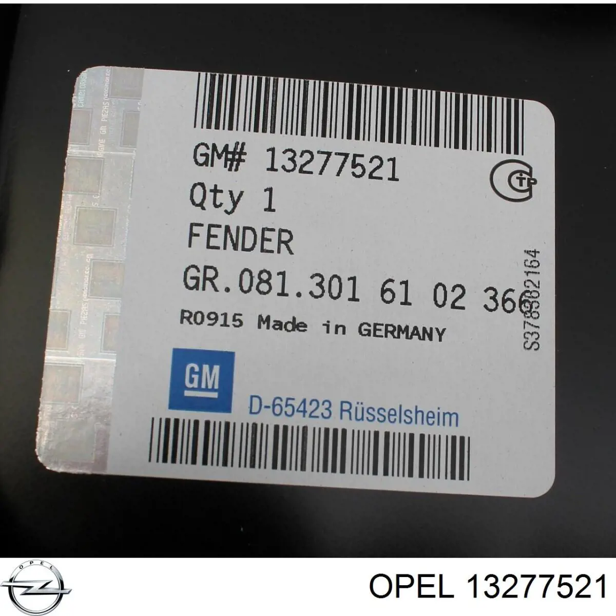 Pára-lama dianteiro direito Opel 13277521 preço, a partir de 92,50 USD