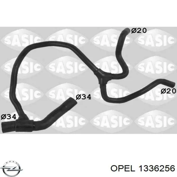 1336256 Opel Mangueira (cano derivado) inferior do radiador de esfriamento