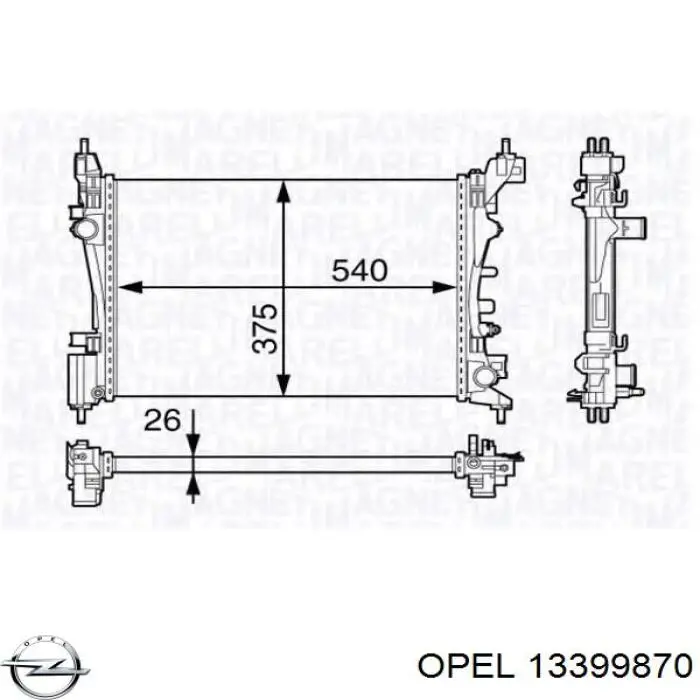 Radiador de esfriamento de motor Opel 13399870 preço, a partir de 84,17 USD