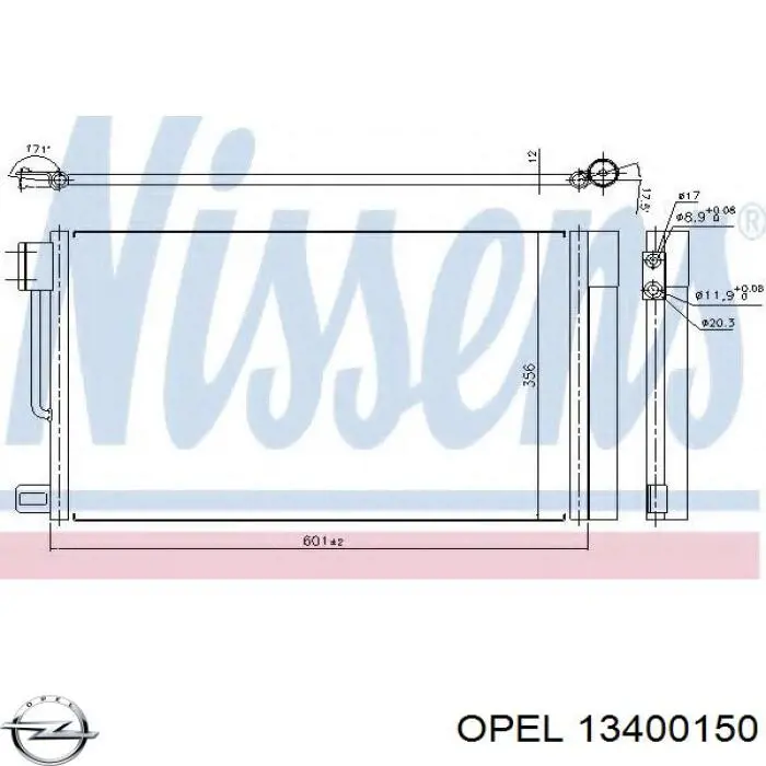13400150 Opel Radiador de aparelho de ar condicionado