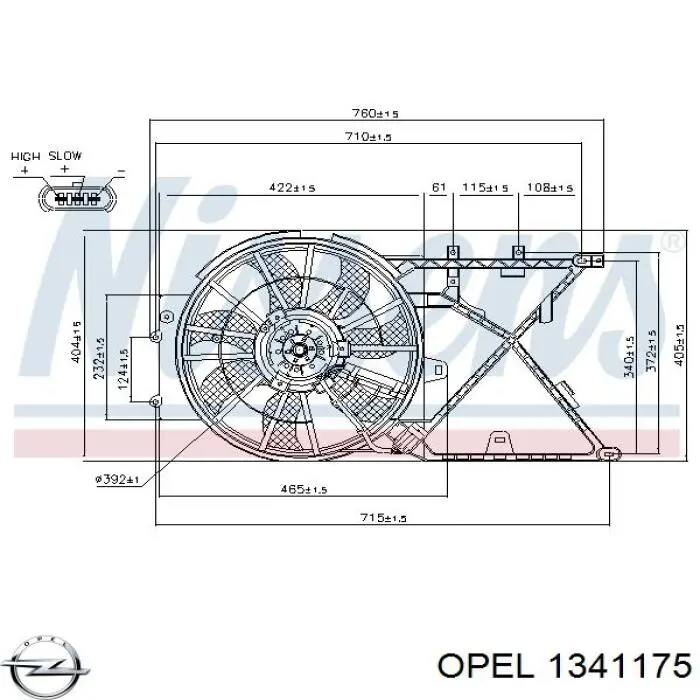 Compre 1341264 General Motors Ventilador elétrico de esfriamento montado (motor + roda de aletas)