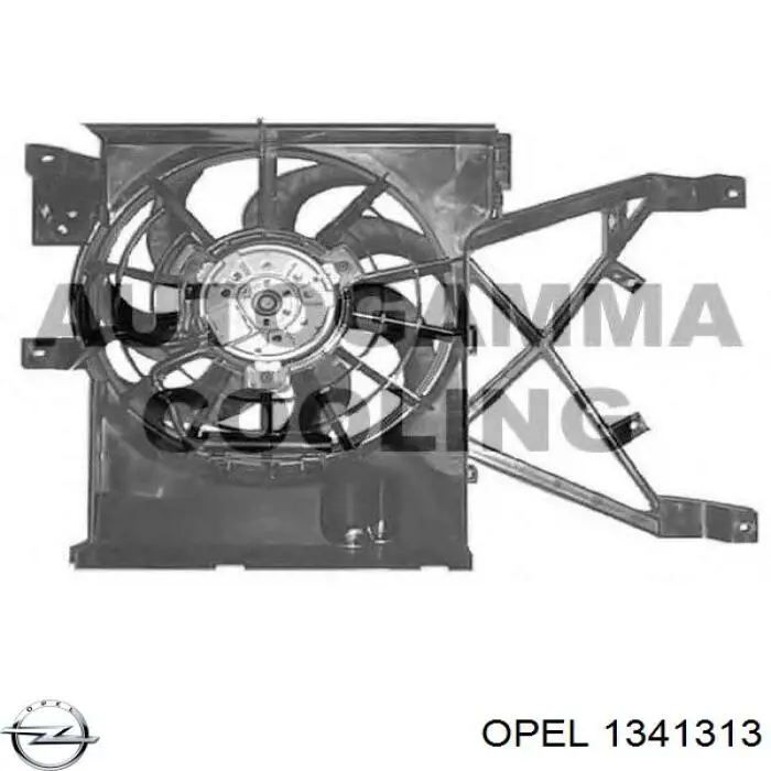 1341313 Opel Ventilador elétrico de esfriamento montado (motor + roda de aletas)