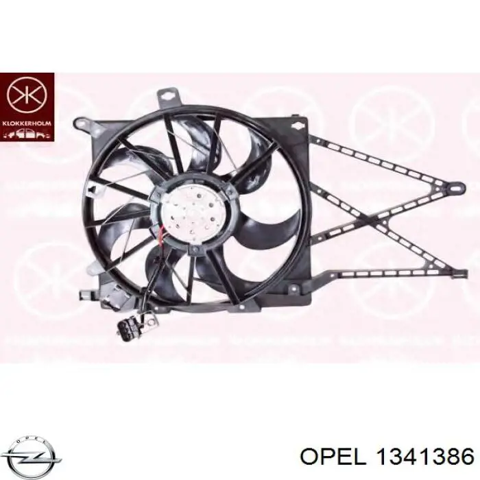 Compre 1341386 Opel Ventilador elétrico de esfriamento montado (motor + roda de aletas)