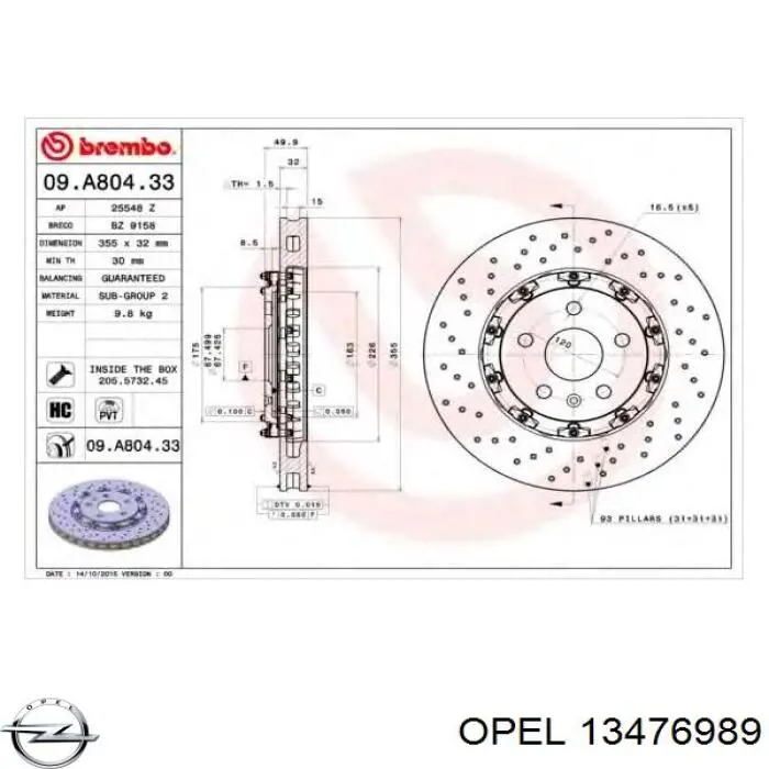 Compre 13476989 Opel Disco do freio dianteiro