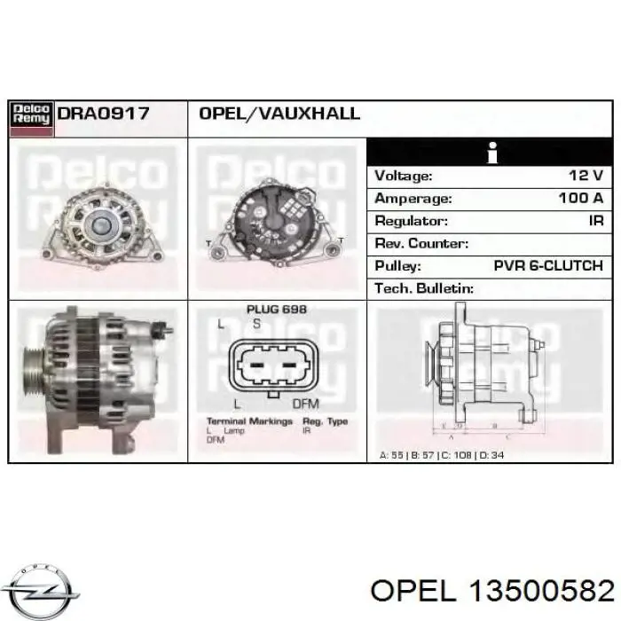 13500582 Opel Gerador