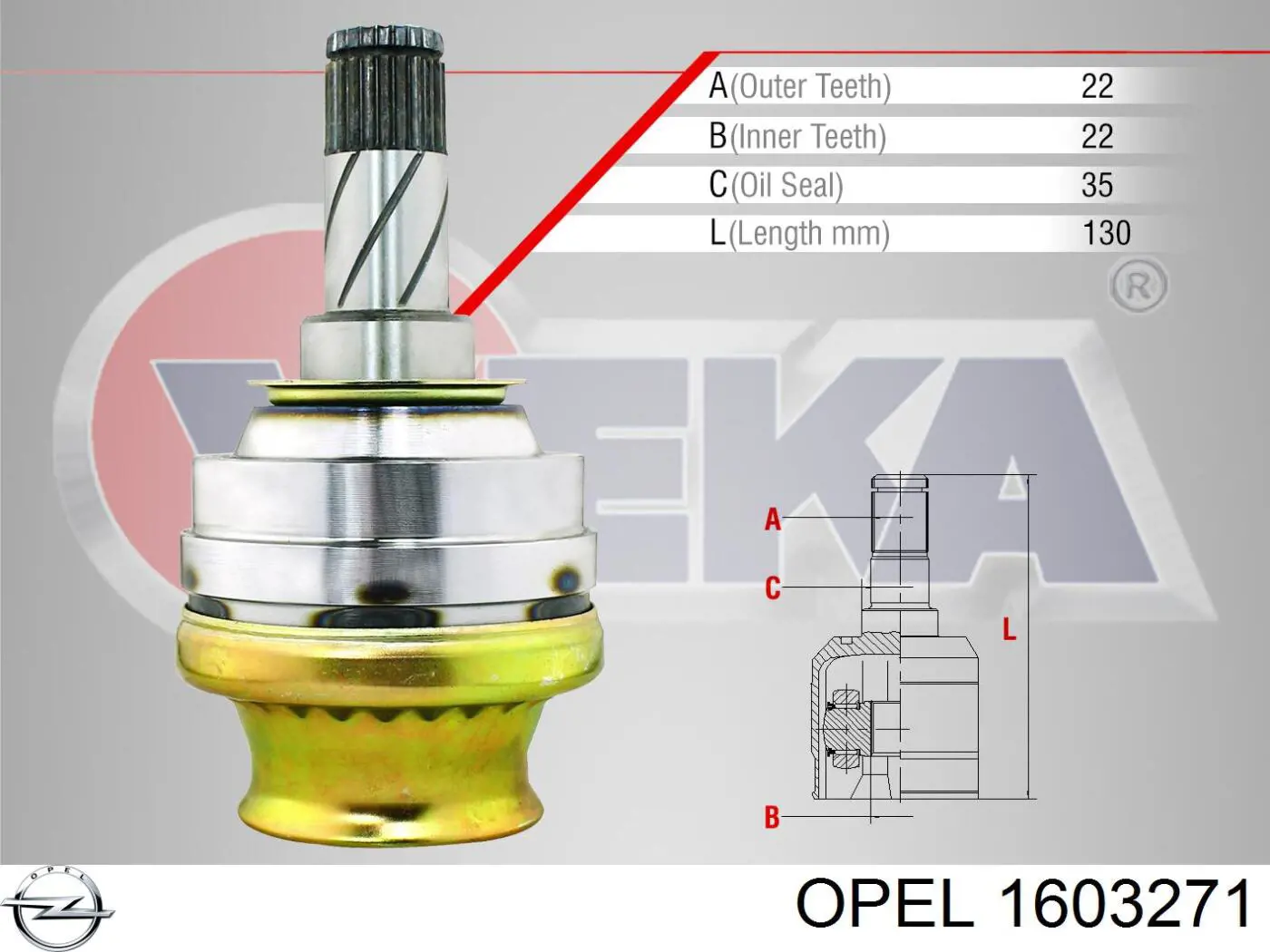 Compre 1603271 Opel Junta homocinética interna dianteira