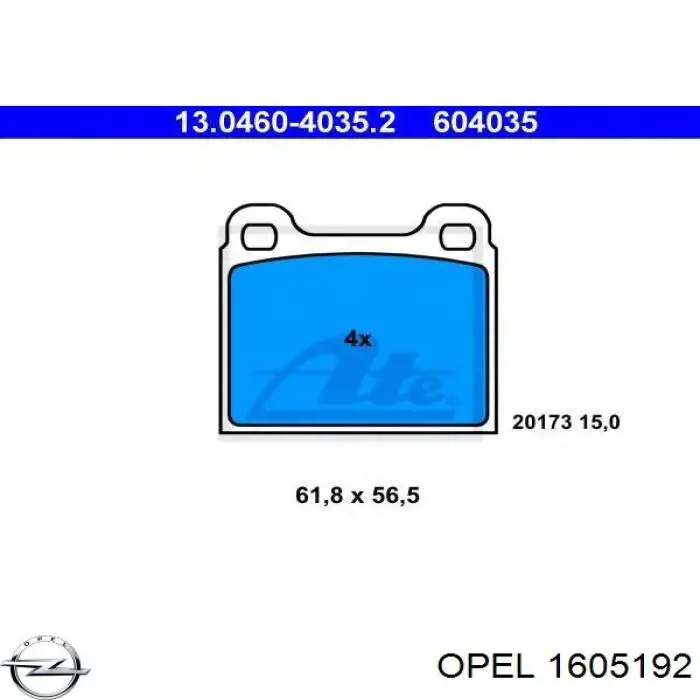 1605192 Opel Kit de reparação de suporte do freio traseiro