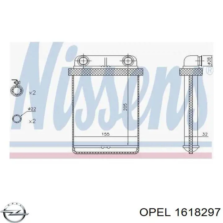 1618297 Opel Radiador de forno (de aquecedor)