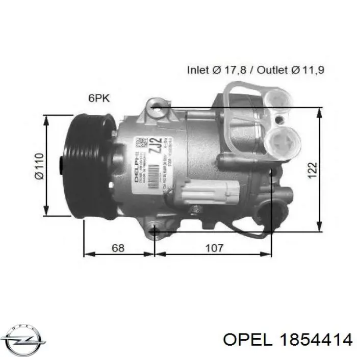 1854414 Opel Compressor de aparelho de ar condicionado