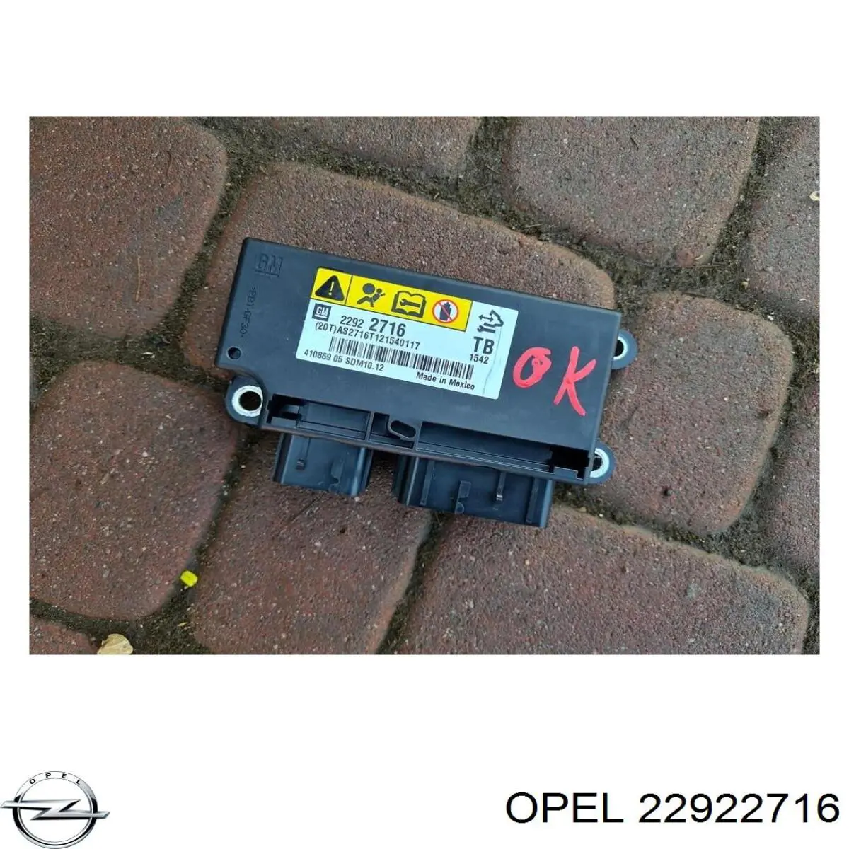 Módulo processador de controlo da bolsa de ar (Centralina eletrônica AIRBAG) 22922716 Opel
