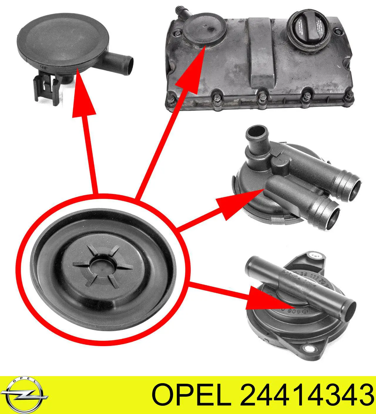 24414343 Opel Válvula PCV de ventilação dos gases de cárter