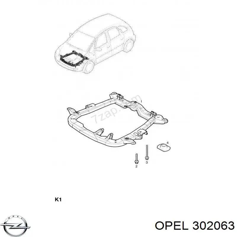 302063 Opel Viga de suspensão dianteira (plataforma veicular)
