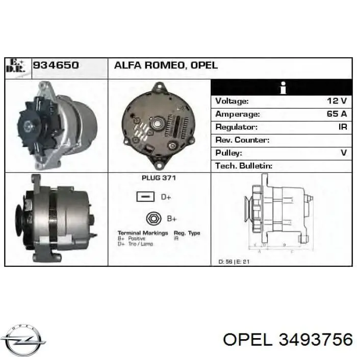 3493756 Opel Gerador