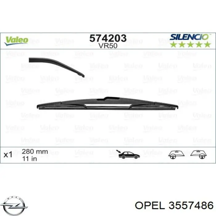 Limpa-pára-brisas de vidro traseiro Peugeot/Citroen YP00152980