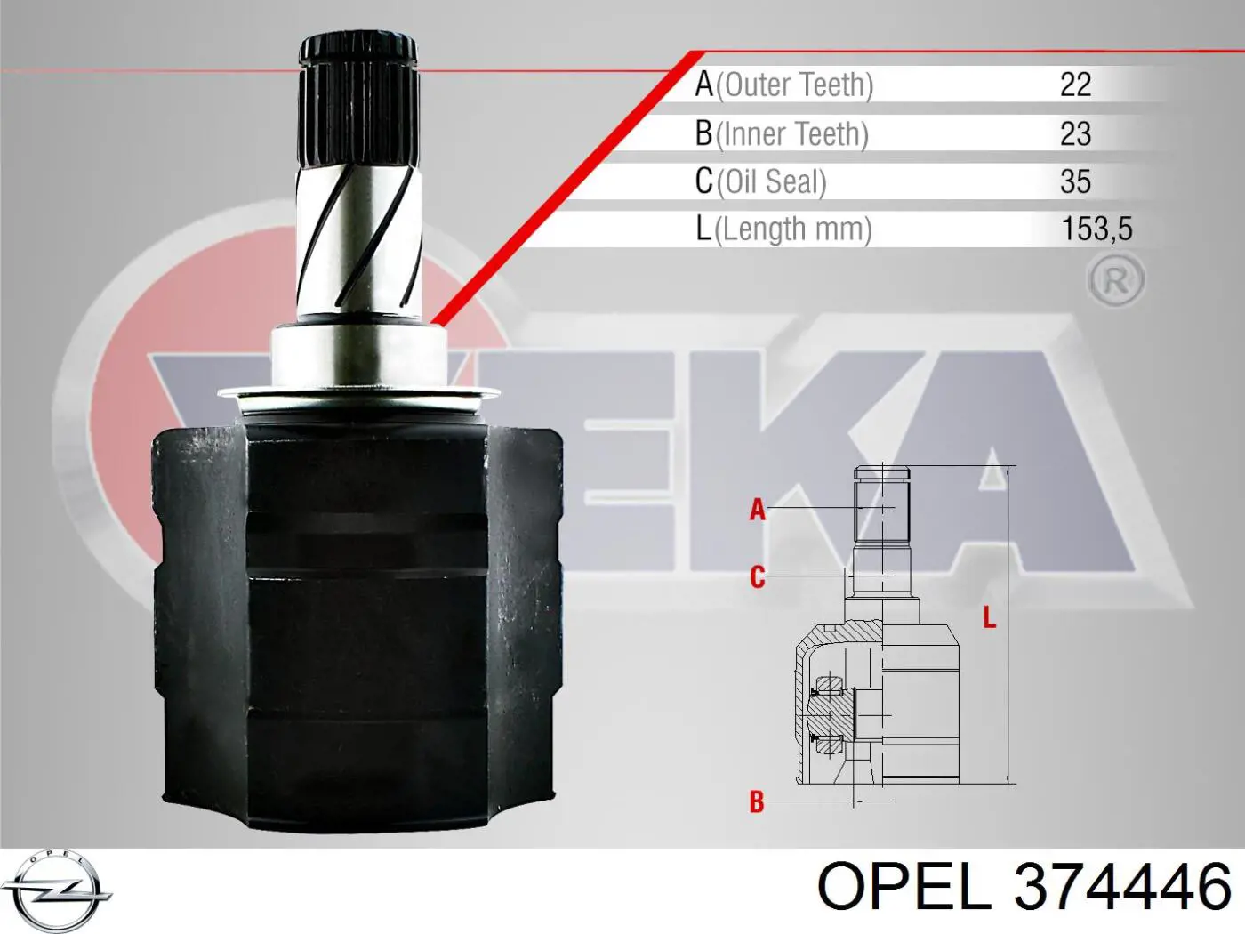 Compre 374446 Opel Junta homocinética interna dianteira