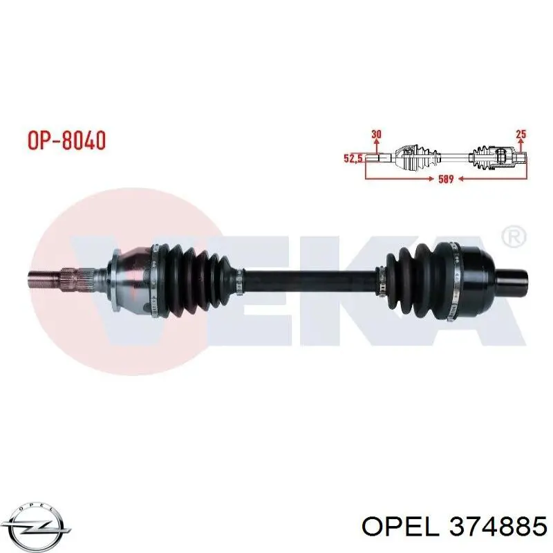 Semieixo (acionador) dianteiro esquerdo Opel 374556 preço, a partir de 62,99 USD