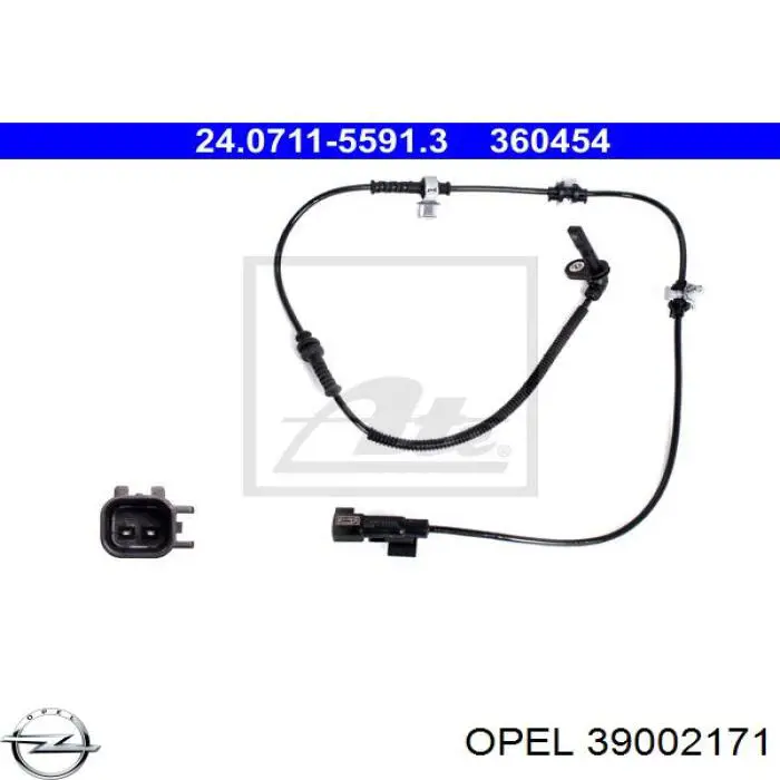 39002171 Opel Sensor dianteiro de ABS