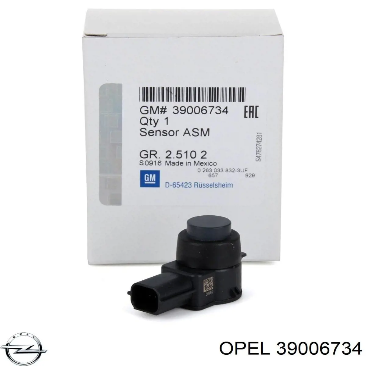 39006734 Opel Sensor traseiro de sinalização de estacionamento (sensor de estacionamento)