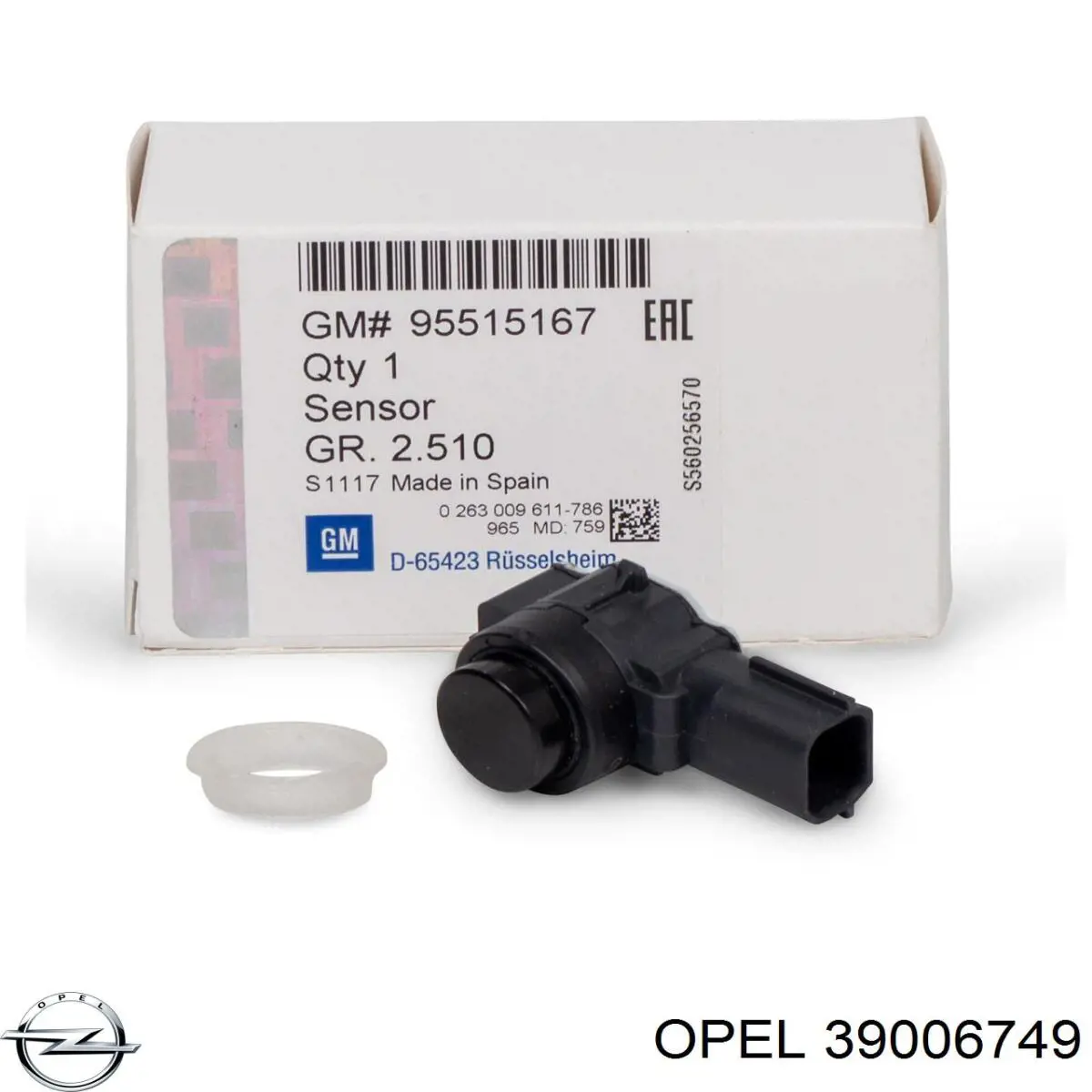 39006749 Opel Sensor de sinalização de estacionamento (sensor de estacionamento) dianteiro/traseiro central