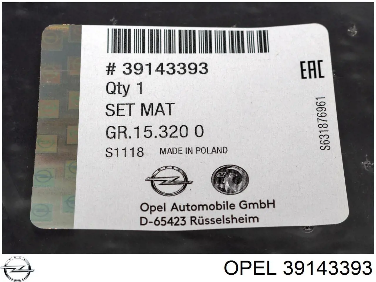 Compre 1723211 Opel Tapete dianteiro, kit de 2 un.
