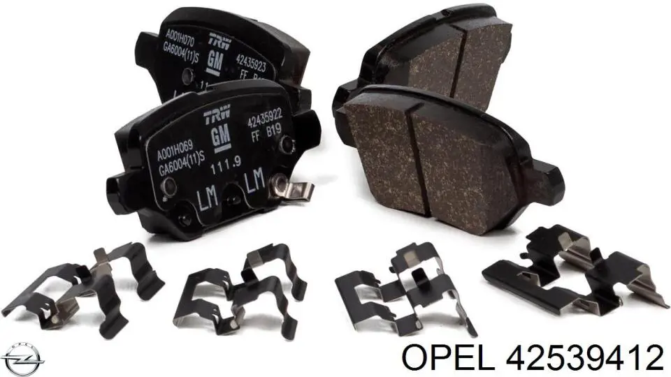42539412 Opel Sapatas do freio traseiras de disco
