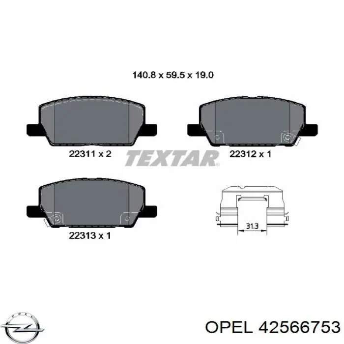 Compre 42566753 Opel Sapatas do freio dianteiras de disco