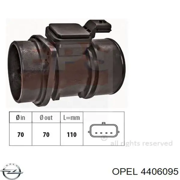 Compre 4406095 Opel Sensor de fluxo (consumo) de ar, medidor de consumo M.A.F. - (Mass Airflow)