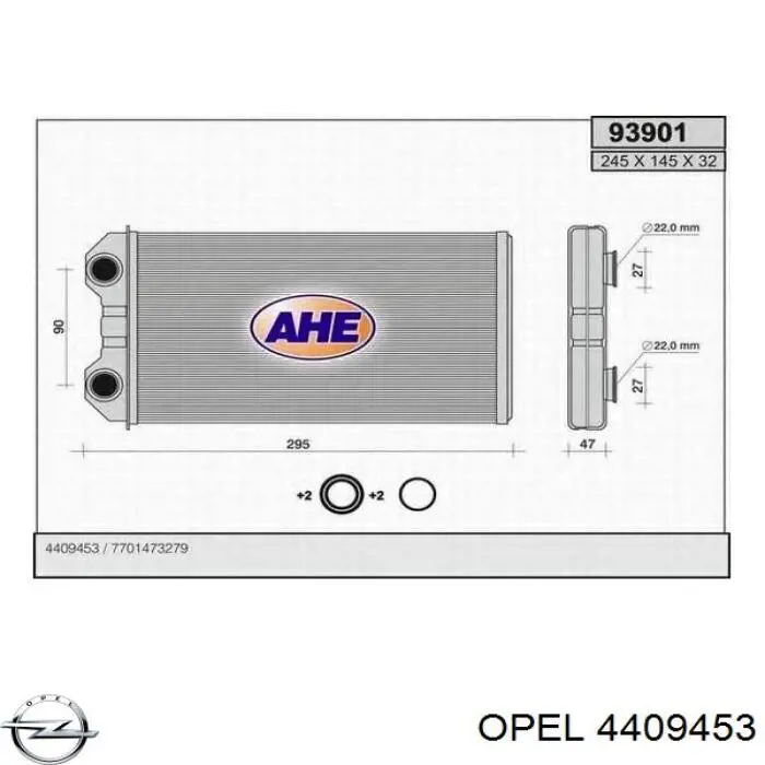 Radiador de forno (de aquecedor) Opel 4409453 preço, a partir de 54,09 USD