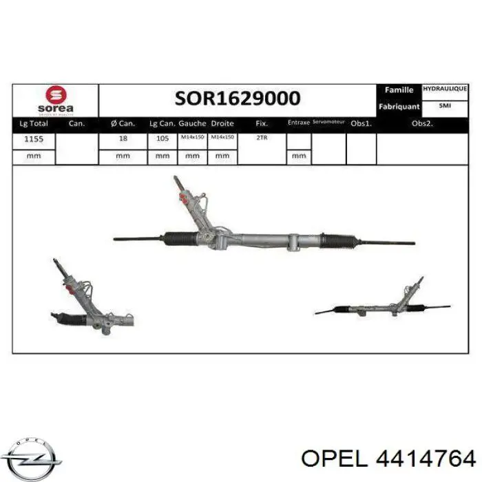 Cremalheira da direção Opel 4414764 preço, a partir de 181,21 USD