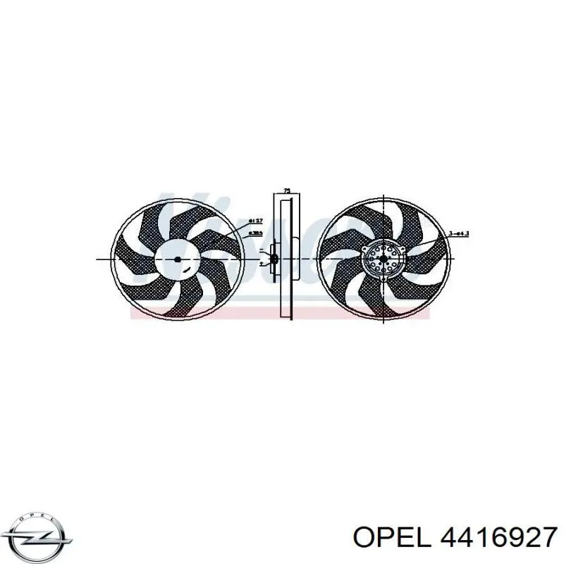 Compre 4416927 Opel Ventilador elétrico de esfriamento montado (motor + roda de aletas)