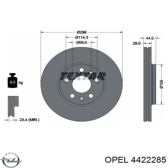 Disco do freio dianteiro Opel 4422285 preço, a partir de 69,00 USD