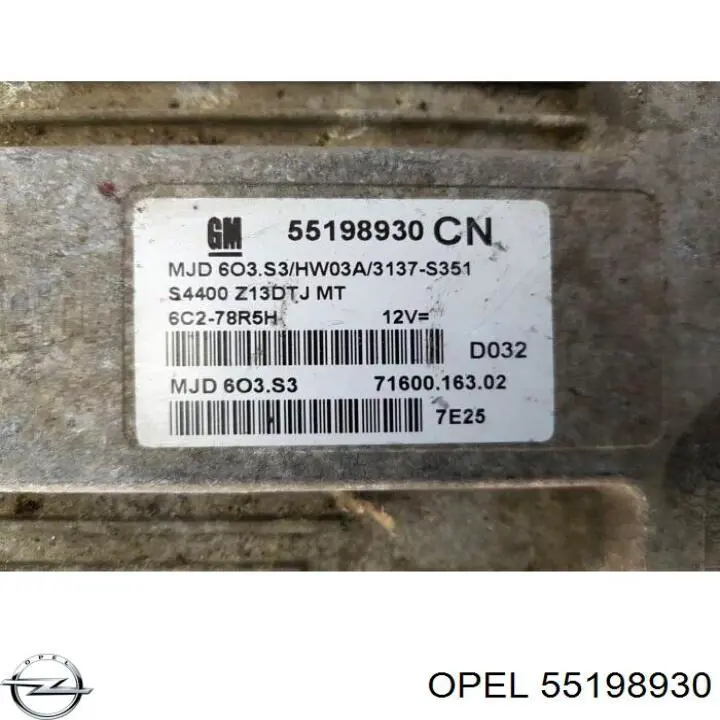 55198930 Opel Módulo de direção (Centralina eletrônica) de motor