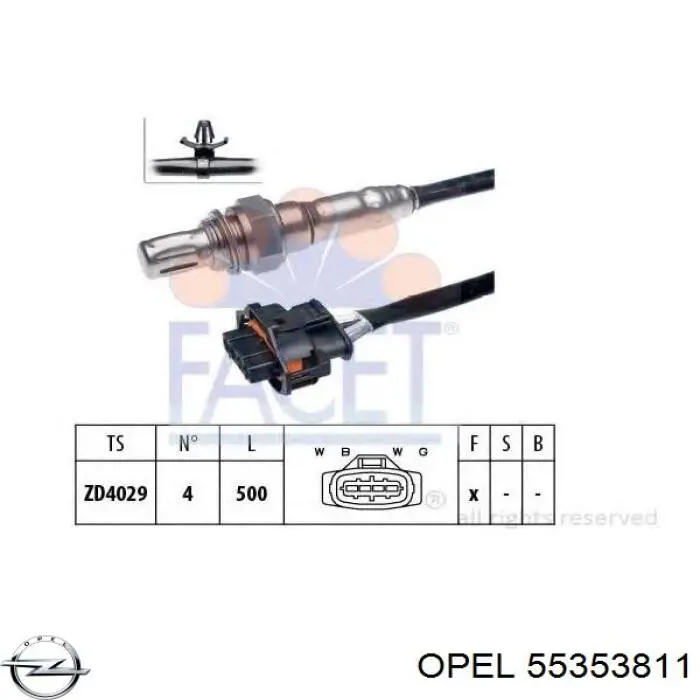 55353811 Opel Sonda lambda, sensor de oxigênio até o catalisador