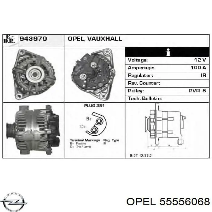 Gerador Opel 55556068 preço, a partir de 71,63 USD