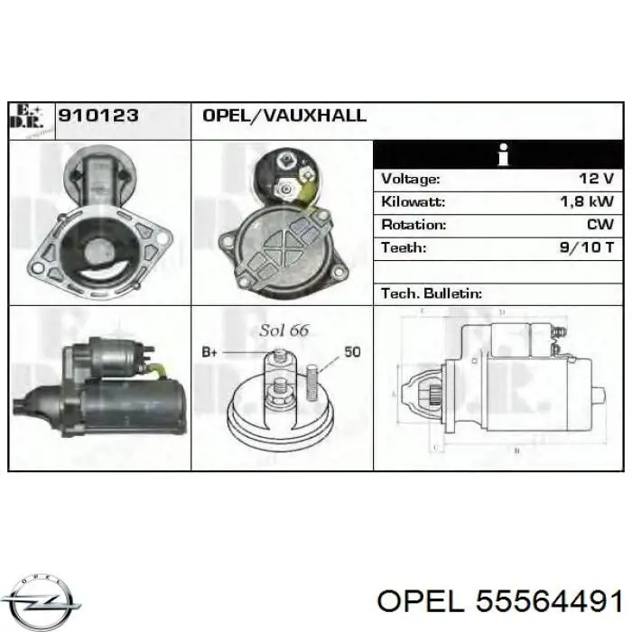 55564491 Opel Motor de arranco