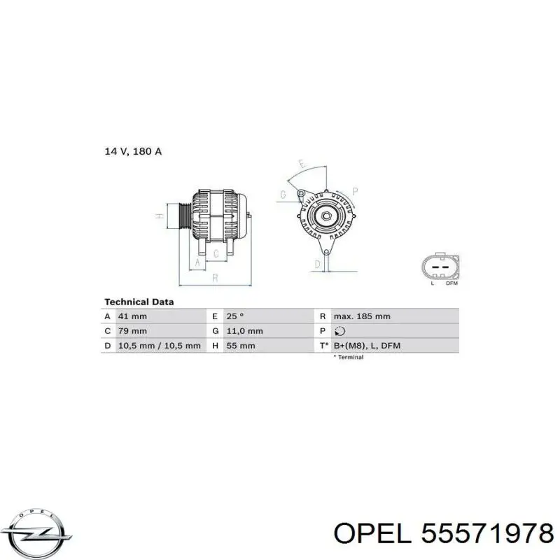55571978 Opel Sensor de posição (de revoluções) de cambota